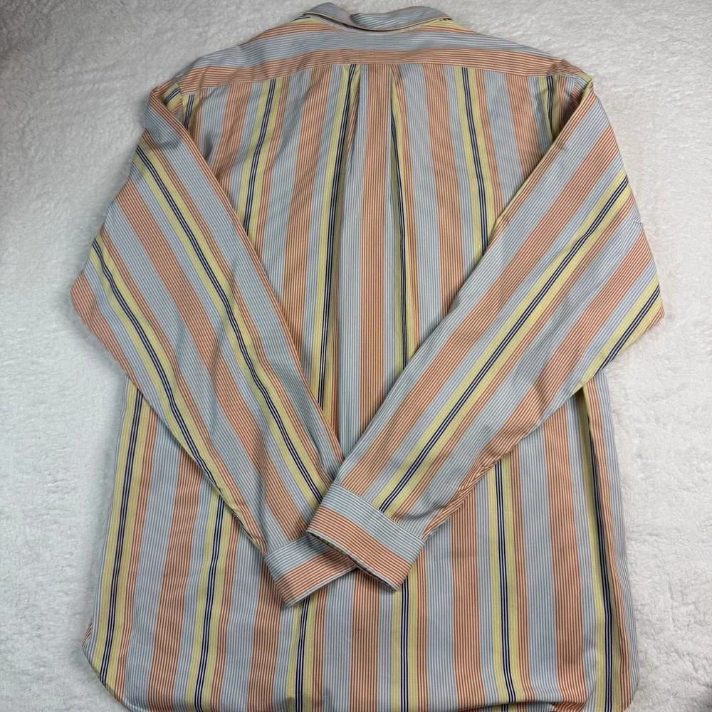Polo Ralph Lauren Button Down Shirt Mens XL 17.5 Multi Color Striped Made Italy‎